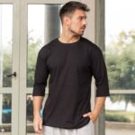 T-Shirt μαύρο 3/4 μανίκι σε άνετη γραμμή