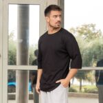 T-Shirt μαύρο 3/4 μανίκι σε άνετη γραμμή - Image 3