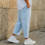 Φόρμα παντελόνι σιέλ japaneese σε oversized γραμμή - Image 5