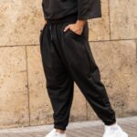 Φόρμα μαύρη oversized με λάστιχο - Image 2