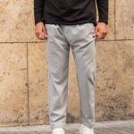 Παντελόνι γκρι baggy σε άνετη γραμμή