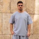 Σετ T-shirt γκρι & παντελόνι japanese σε oversized γραμμή - Image 4