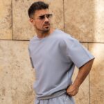 T-shirt μπλούζα γκρι σε oversized γραμμή - Image 4