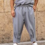 Σετ T-shirt γκρι & παντελόνι japanese σε oversized γραμμή - Image 5
