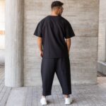 Σετ T-shirt μαύρο & παντελόνι japanese σε oversized γραμμή - Image 4