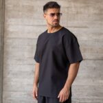Σετ παντελόνι & T-shirt μαύρο σε oversized γραμμή - Image 4