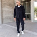 Σετ παντελόνι & πουκάμισο μαύρο κοτλέ σε άνετη γραμμή