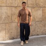 T-Shirt καφέ σε oversized γραμμή - Image 5