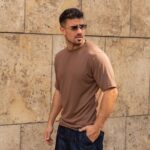 T-Shirt καφέ σε oversized γραμμή - Image 2