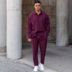 Σετ παντελόνι & πουκάμισο μπορντό σε άνετη γραμμή