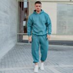 Φόρμα παντελόνι πετρόλ με κορδόνι σε κανονική γραμμή - Image 5