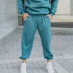 Φόρμα παντελόνι πετρόλ με κορδόνι σε κανονική γραμμή - Image 2