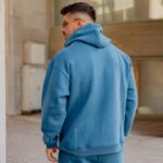 Φούτερ indigo με κουκούλα σε oversized γραμμή - Image 2