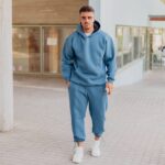 Φούτερ indigo με κουκούλα σε oversized γραμμή - Image 3