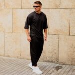 Σετ παντελόνι & T-shirt μαύρο 3/4 μανίκι σε κανονική γραμμή - Image 3