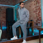 Σετ παντελόνι & πουκάμισο μαο γκρι σε άνετη γραμμή