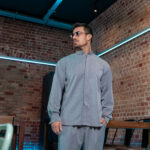 Σετ παντελόνι & πουκάμισο μαο γκρι σε άνετη γραμμή - Image 4