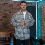 Πουκάμισο-ζακέτα λευκό/μαύρο με σχέδια σε oversized γραμμή - Image 3