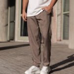 Παντελόνι μπεζ υφασμάτινο κανονική γραμμή - Image 2