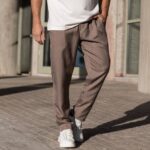 Παντελόνι μπεζ υφασμάτινο κανονική γραμμή