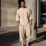 Φόρμα japaneese μπεζ με κορδόνι baggy σε oversized γραμμή - Image 5