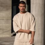 T-shirt μπλούζα 3/4 μπεζ σε oversized γραμμή - Image 3