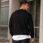 Μπλούζα πλεκτή μαύρη σε άνετη γραμμή - Image 3