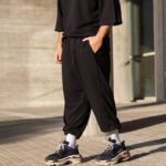 Φόρμα japaneese μαύρη με κορδόνι baggy σε oversized γραμμή - Image 2