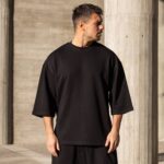 T-shirt μπλούζα 3/4 μαύρη σε oversized γραμμή - Image 2