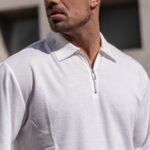 T-shirt μπλούζα λευκή με φερμουάρ σε oversized γραμμή - Image 4