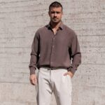 Πουκάμισο σοκολατί σε oversized γραμμή - Image 3