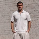 T-shirt μπλούζα μπεζ με φερμουάρ σε oversized γραμμή