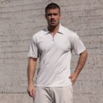 T-shirt μπλούζα μπεζ με φερμουάρ σε oversized γραμμή - Image 2