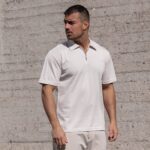 T-shirt μπλούζα μπεζ με φερμουάρ σε oversized γραμμή - Image 4