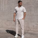 T-shirt μπλούζα μπεζ με φερμουάρ σε oversized γραμμή - Image 6