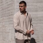 Πουκάμισο μπεζ σε oversized γραμμή - Image 3