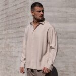 Πουκάμισο μπεζ σε oversized γραμμή - Image 2