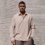 Πουκάμισο μπεζ σε oversized γραμμή