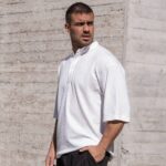 T-shirt μπλούζα 3/4 λευκό με κουμπιά σε oversized γραμμή - Image 4