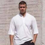 T-shirt μπλούζα 3/4 λευκό με κουμπιά σε oversized γραμμή