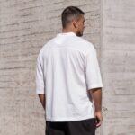 T-shirt μπλούζα 3/4 λευκό με κουμπιά σε oversized γραμμή - Image 5