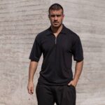 T-shirt μπλούζα μαύρο με φερμουάρ σε oversized γραμμή