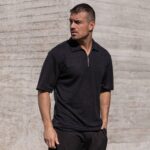 T-shirt μπλούζα μαύρο με φερμουάρ σε oversized γραμμή - Image 3