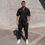 T-shirt μπλούζα μαύρο με φερμουάρ σε oversized γραμμή - Image 4