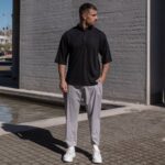 T-shirt μπλούζα 3/4 μαύρη με κουμπιά σε oversized γραμμή - Image 4