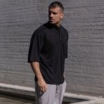 T-shirt μπλούζα 3/4 μαύρη με κουμπιά σε oversized γραμμή - Image 3