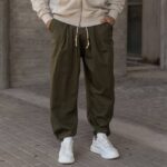 Φόρμα χακί με λάστιχο scratch σε oversized γραμμή