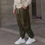 Παντελόνι χακί με λάστιχο σε oversized γραμμή - Image 2