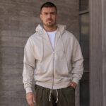 Ζακέτα φούτερ μπεζ σε oversized γραμμή