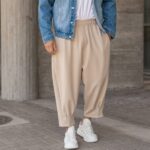 Παντελόνι μπεζ japaneese σε oversized γραμμή
